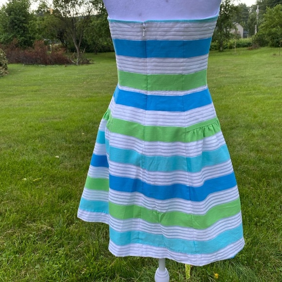 Lilly Pulitzer Blue Green Striped Strapless Sundress Size 4 - Picture 8 of 9